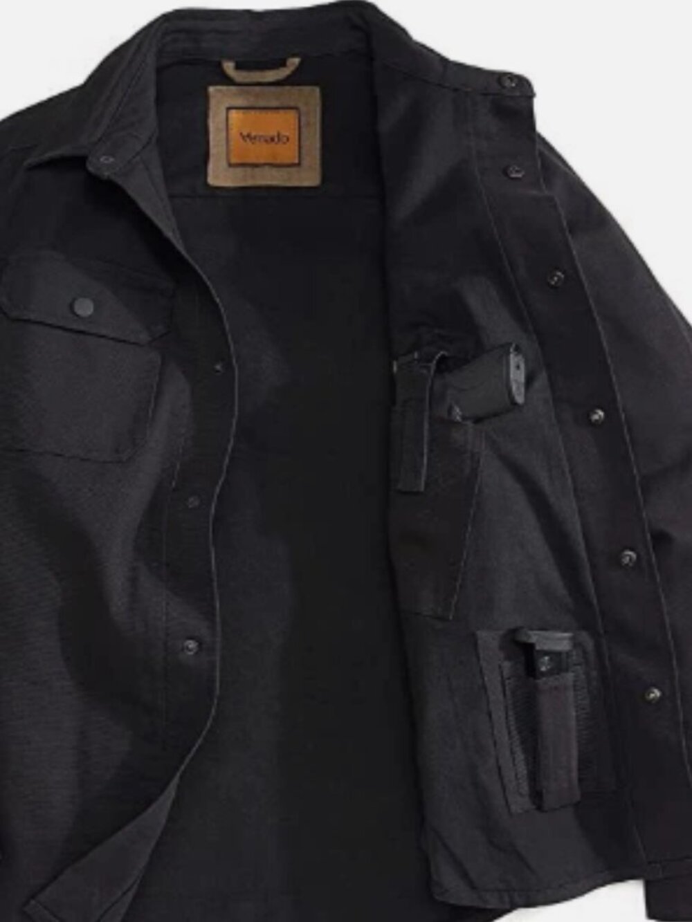 Concealed Carry Flannel Lined Canvas Shirt Jacket - Black